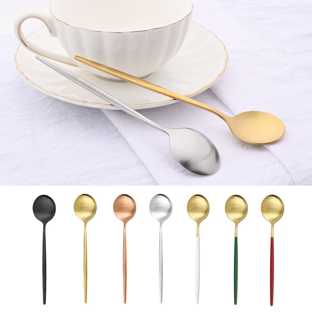 Gold Cutlery Flatware - 6Pcs Small Matte Spoon Tea Coffee